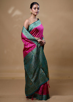 Pink Dupion Silk Saree With Blouse Piece