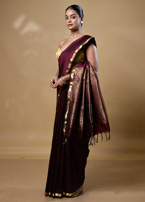 Maroon Kanjivaram Silk Saree With Blouse Piece