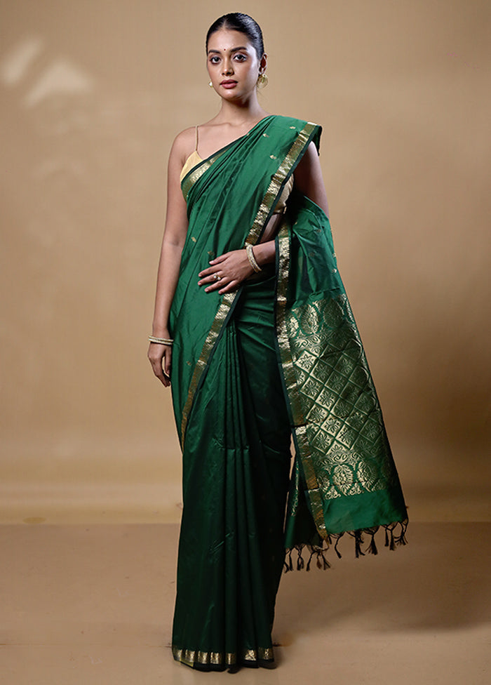 Green Kanjivaram Silk Saree With Blouse Piece