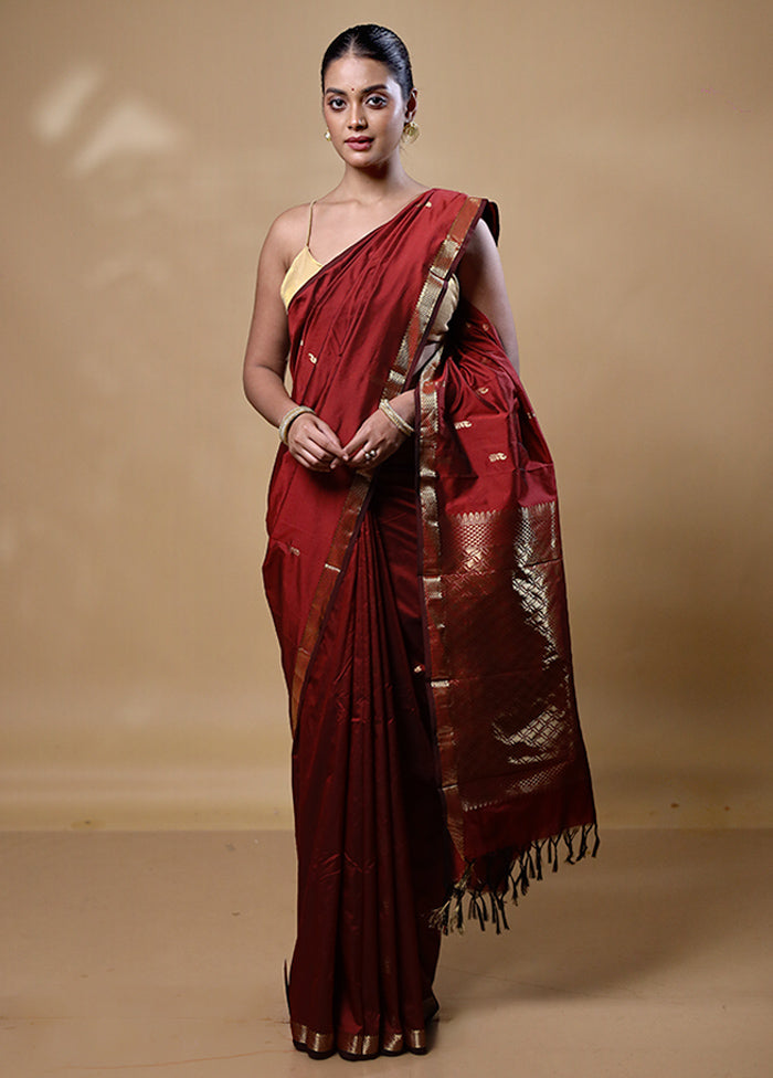 Maroon Kanjivaram Silk Saree With Blouse Piece