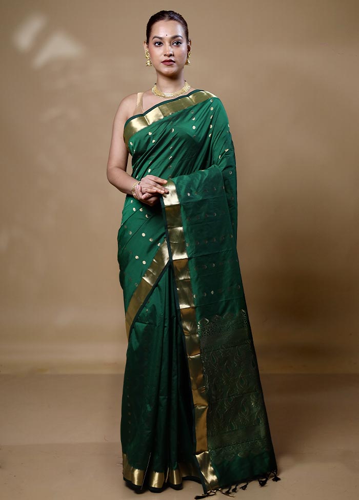 Green Kanjivaram Silk Saree With Blouse Piece