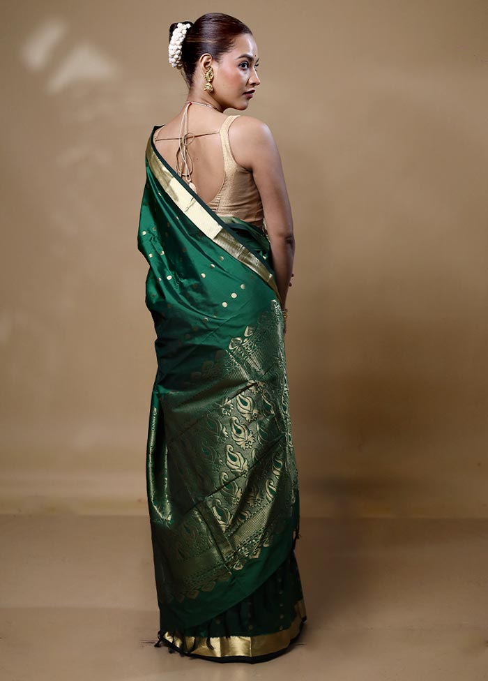 Green Kanjivaram Silk Saree With Blouse Piece