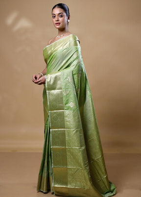 Green Kanjivaram Silk Saree With Blouse Piece