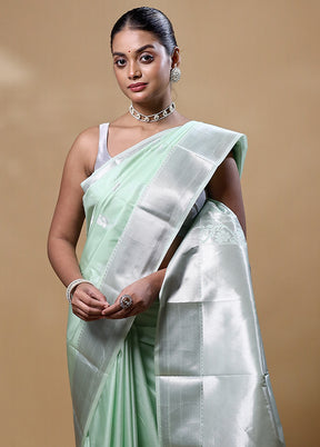 Green Kanjivaram Silk Saree With Blouse Piece