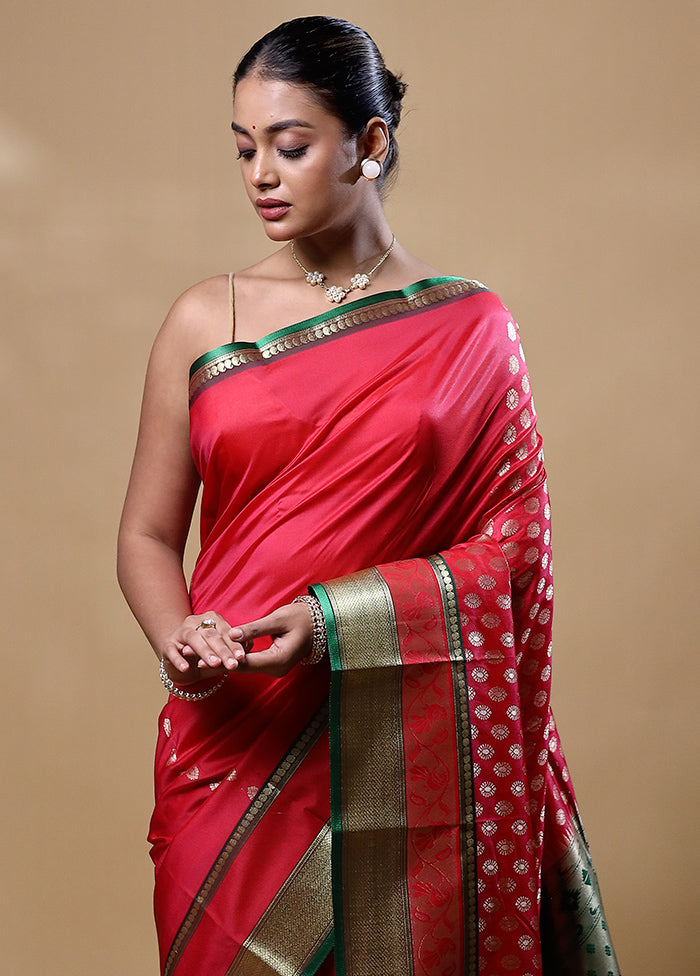 Pink Kanjivaram Silk Saree With Blouse Piece