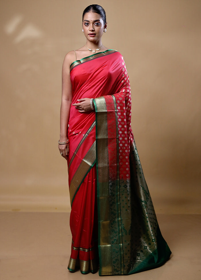 Pink Kanjivaram Silk Saree With Blouse Piece