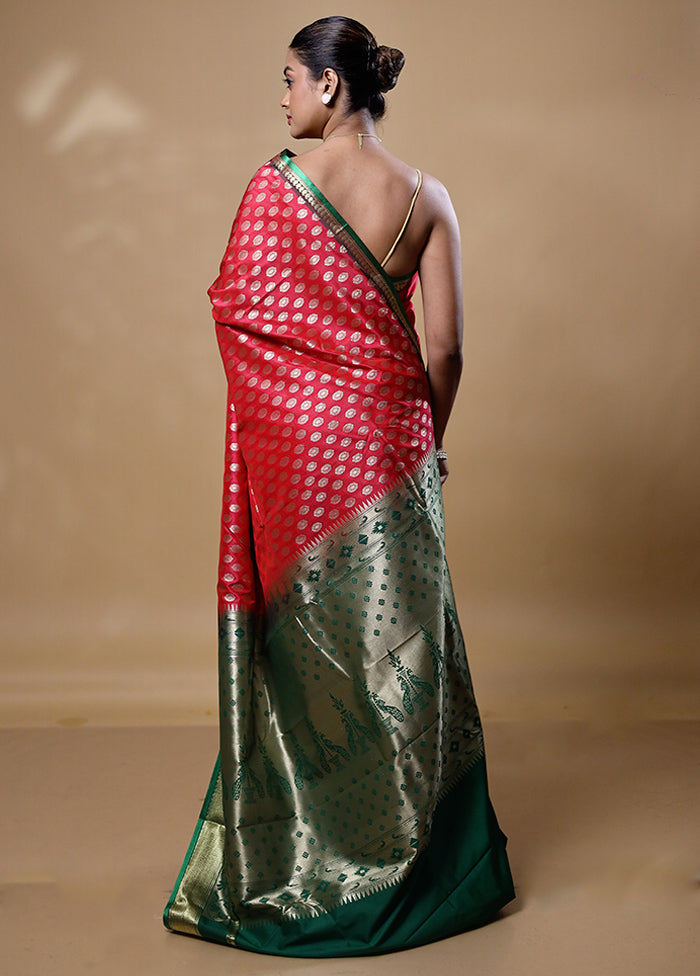 Pink Kanjivaram Silk Saree With Blouse Piece