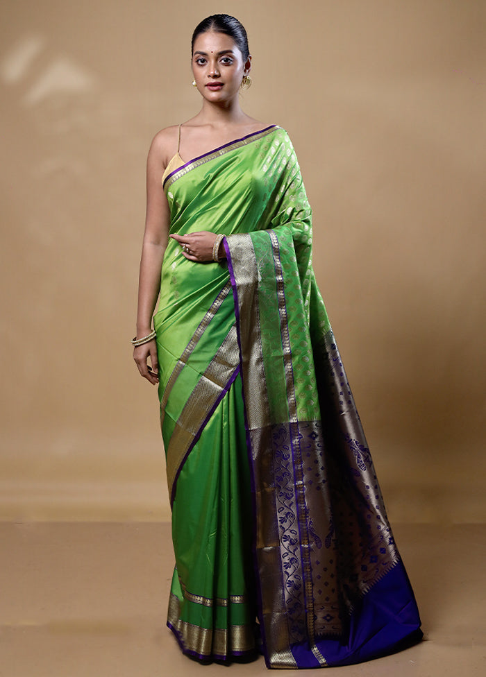 Green Kanjivaram Silk Saree With Blouse Piece