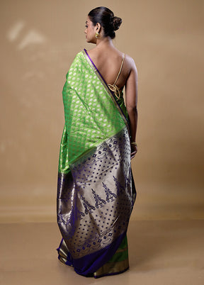 Green Kanjivaram Silk Saree With Blouse Piece