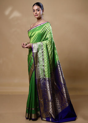 Green Kanjivaram Silk Saree With Blouse Piece