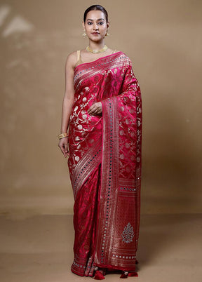 Pink Dupion Silk Saree With Blouse Piece