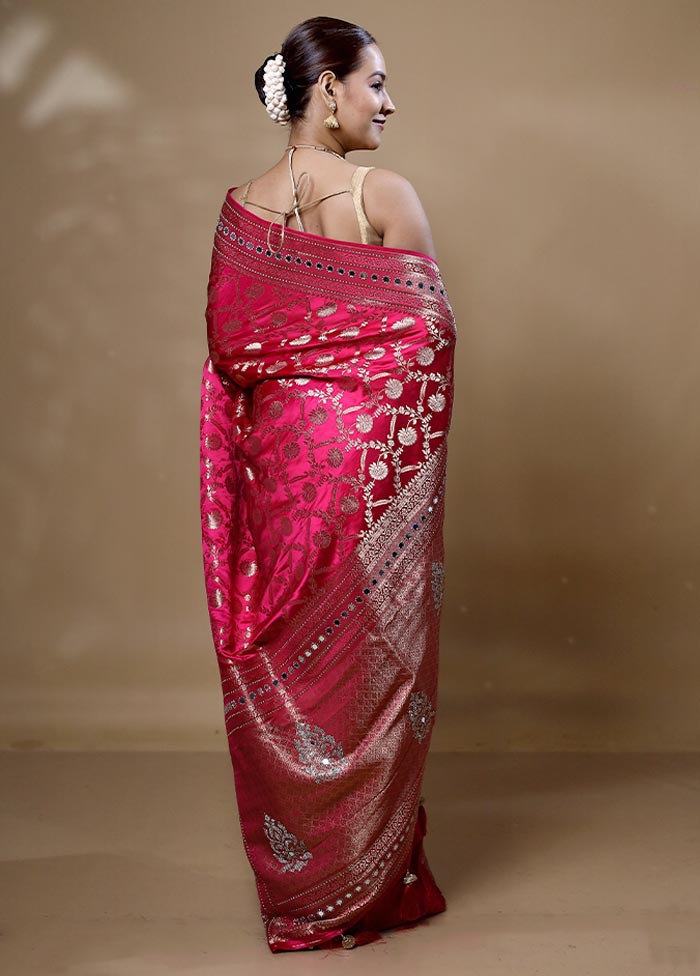 Pink Dupion Silk Saree With Blouse Piece