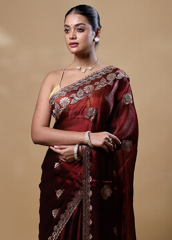 Brown Jimmy Choo Saree With Blouse Piece