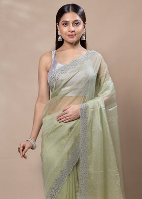 Green Silk Saree With Blouse Piece