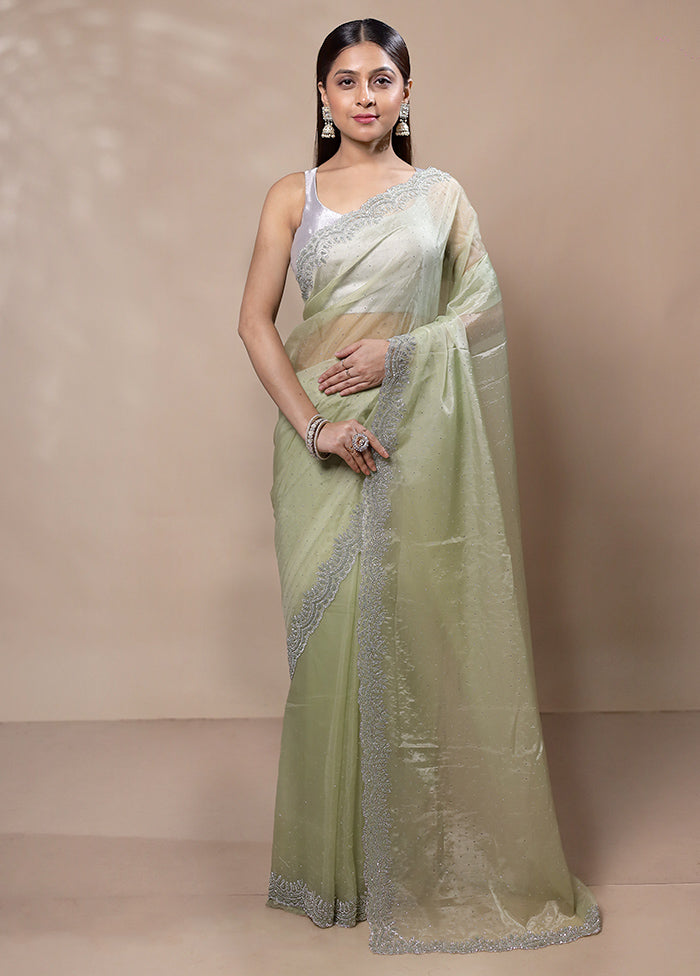 Green Silk Saree With Blouse Piece