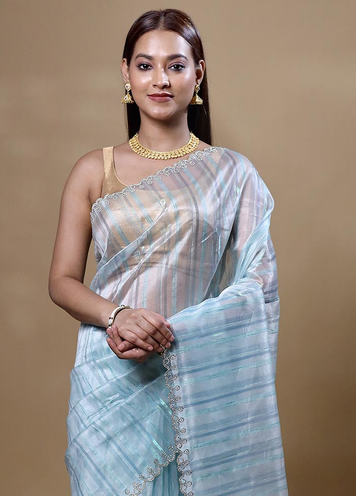 Blue Jimmy Choo Saree With Blouse Piece