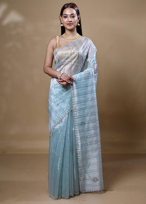 Blue Silk Saree With Blouse Piece