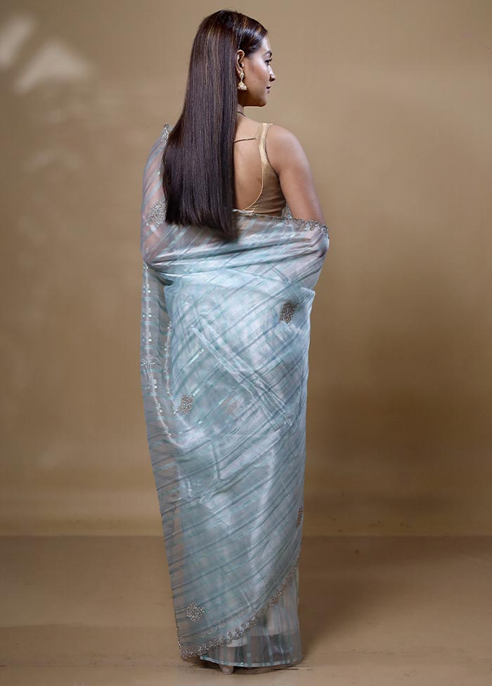 Blue Silk Saree With Blouse Piece