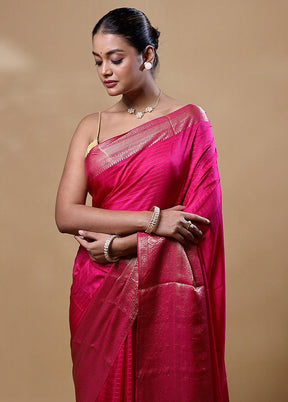 Pink Dupion Silk Saree With Blouse Piece