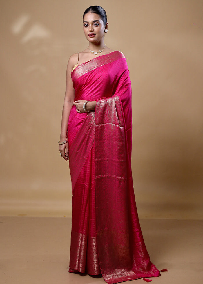 Pink Dupion Silk Saree With Blouse Piece