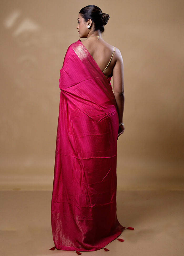 Pink Dupion Silk Saree With Blouse Piece