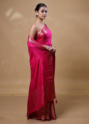 Pink Dupion Silk Saree With Blouse Piece