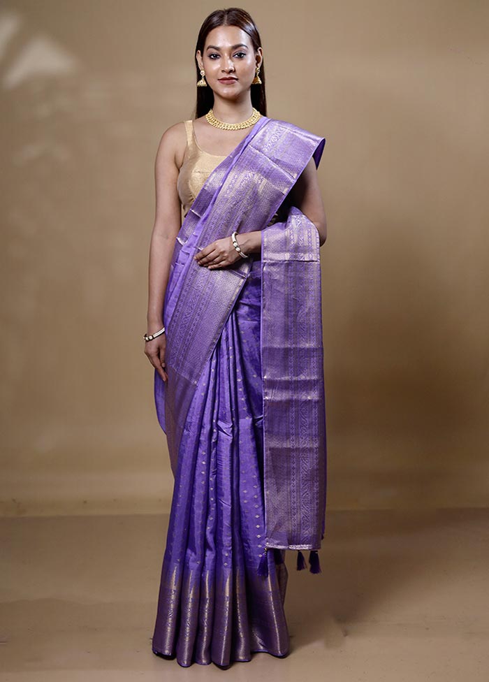 Lavender Dupion Silk Saree With Blouse Piece