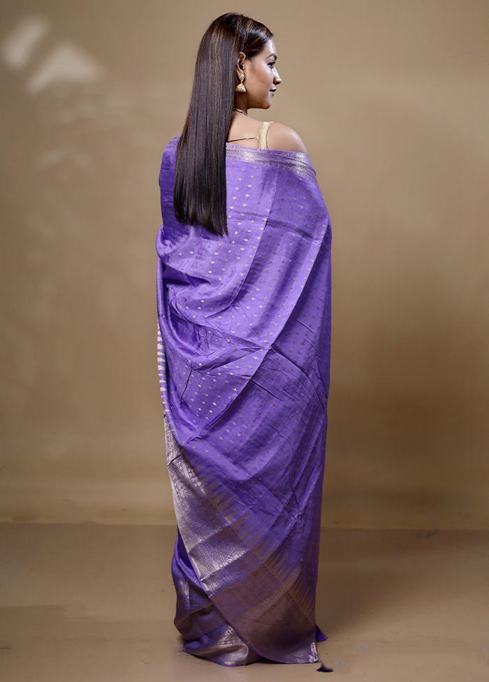 Lavender Dupion Silk Saree With Blouse Piece