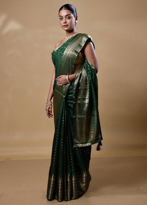 Green Dupion Silk Saree With Blouse Piece