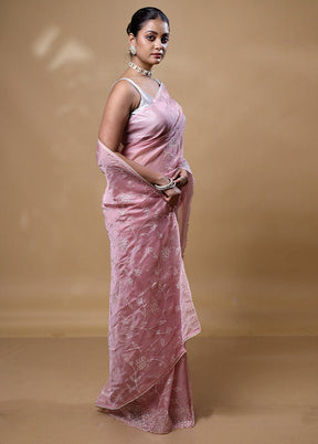 Pink Organza Saree With Blouse Piece