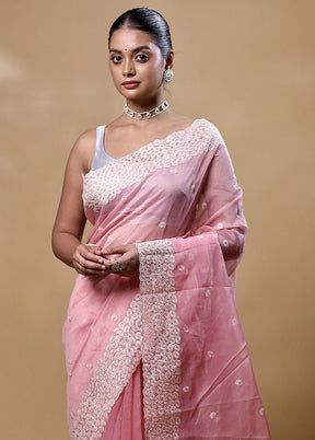 Pink Organza Saree With Blouse Piece