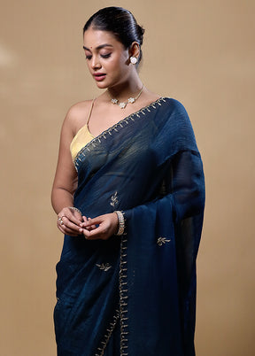 Blue Jimmy Choo Saree With Blouse Piece