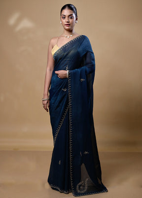 Blue Jimmy Choo Saree With Blouse Piece