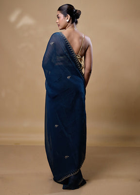 Blue Jimmy Choo Saree With Blouse Piece