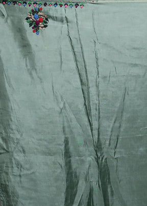 Green Dupion Silk Saree With Blouse Piece