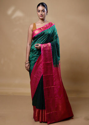 Green Kanjivaram Silk Saree With Blouse Piece