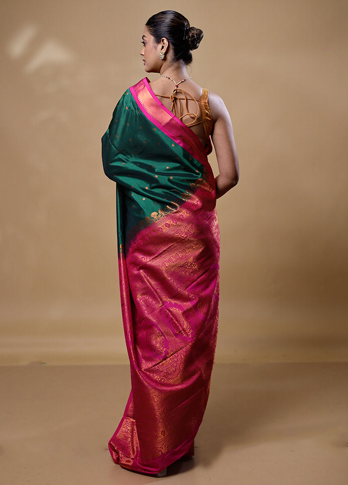 Green Kanjivaram Silk Saree With Blouse Piece