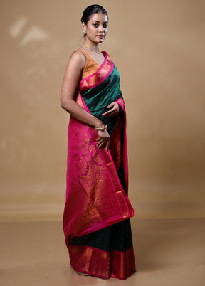 Green Kanjivaram Silk Saree With Blouse Piece