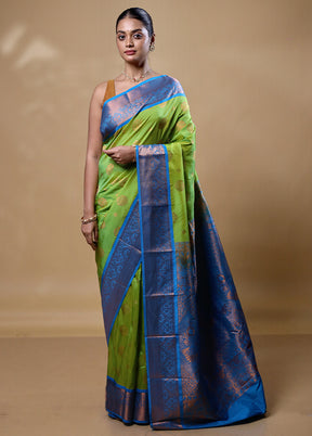 Green Kanjivaram Silk Saree With Blouse Piece