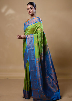 Green Kanjivaram Silk Saree With Blouse Piece