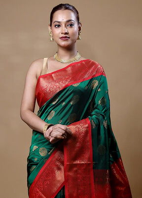 Green Kanjivaram Silk Saree With Blouse Piece