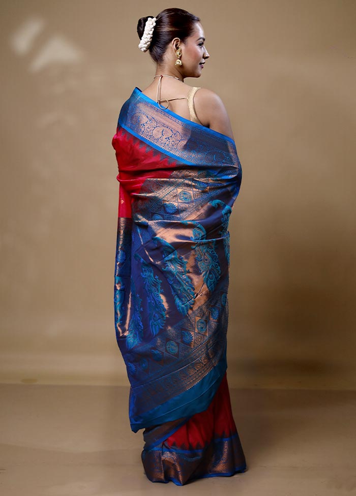 Red Kanjivaram Silk Saree With Blouse Piece