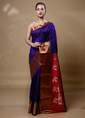 Violate Kanjivaram Silk Saree With Blouse Piece