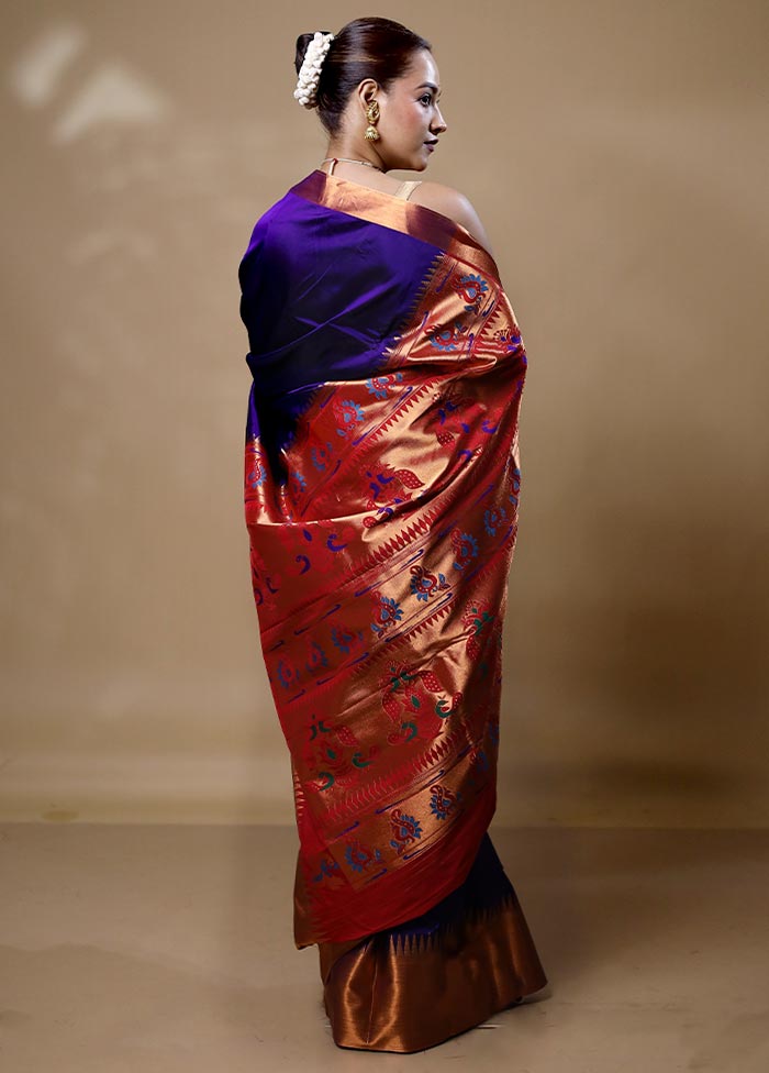 Violate Kanjivaram Silk Saree With Blouse Piece