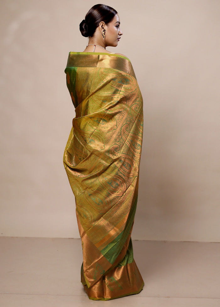 Green Kanjivaram Silk Saree With Blouse Piece