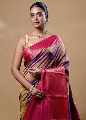 Pink Kanjivaram Silk Saree With Blouse Piece