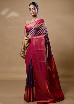 Pink Kanjivaram Silk Saree With Blouse Piece