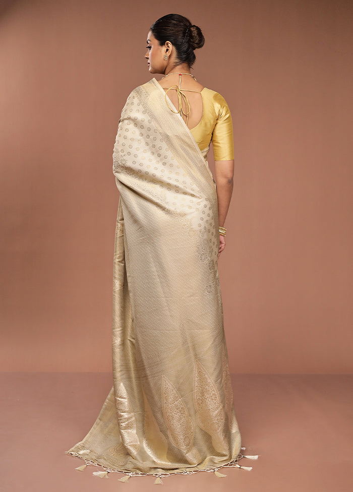 Cream Dupion Silk Saree With Blouse Piece