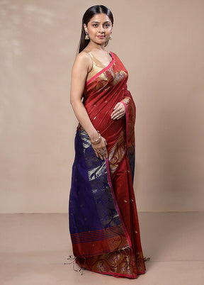 Red Cotton Saree With Blouse Piece