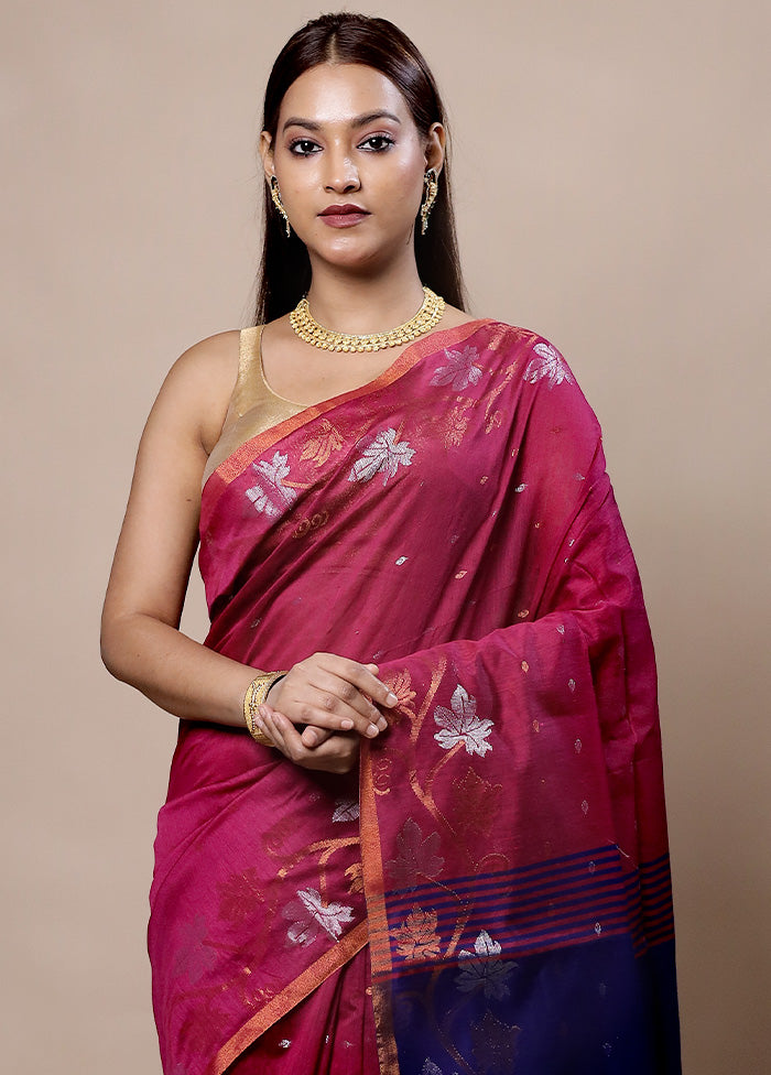 Pink Cotton Saree With Blouse Piece